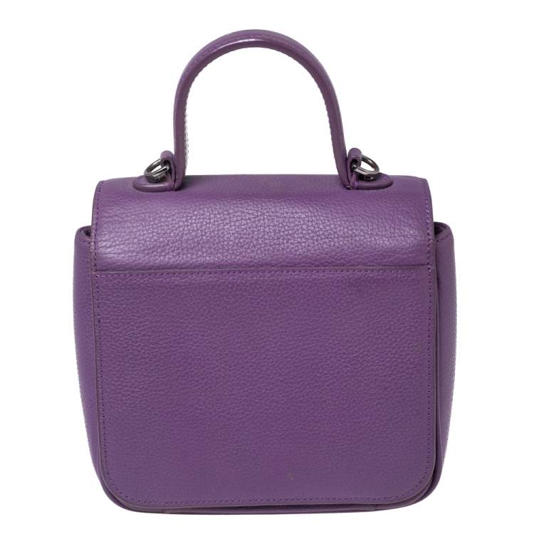 Pre Owned Aigner Purple Leather Genoveva Top Handle Bag