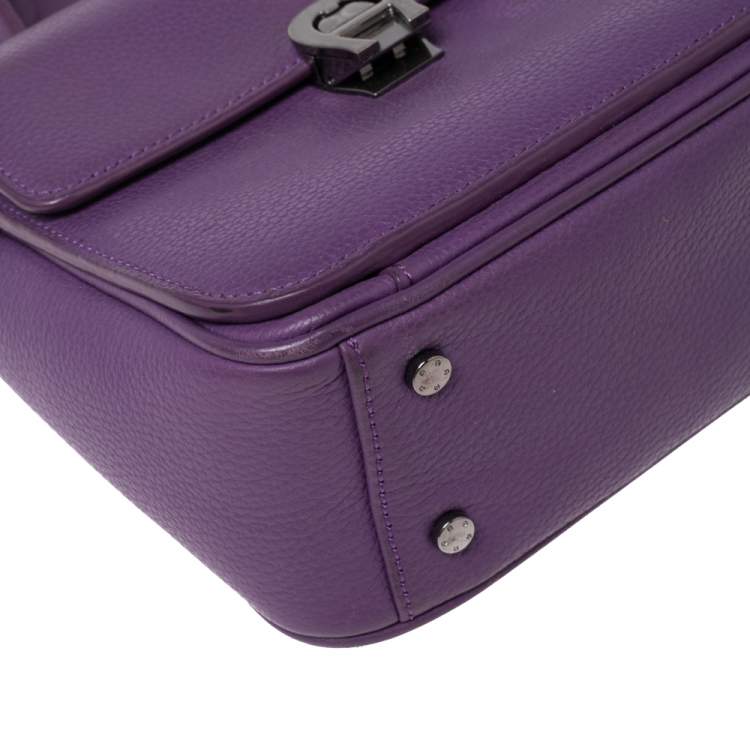 Pre Owned Aigner Purple Leather Genoveva Top Handle Bag