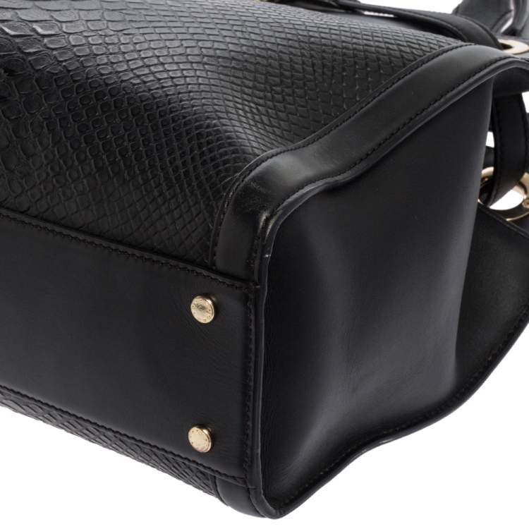 مملوكة مسبقًا Aigner Black Croc Embossed Leather Cavallina Tote