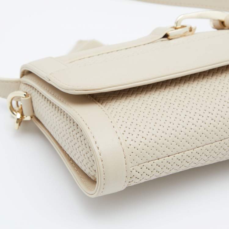 Pre Owned Aigner Beige Leather Cavallina Flap Shoulder Bag