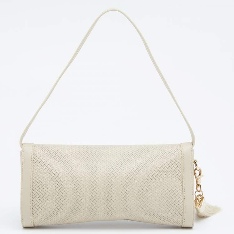 Pre Owned Aigner Beige Leather Cavallina Flap Shoulder Bag