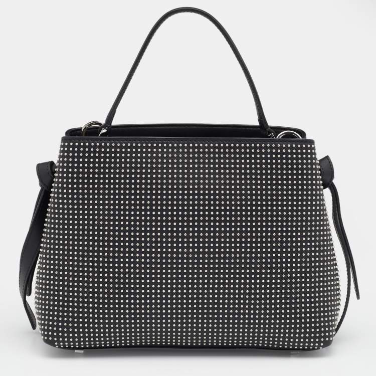 Pre Owned Aigner Black Leather Studded Top Handle Bag