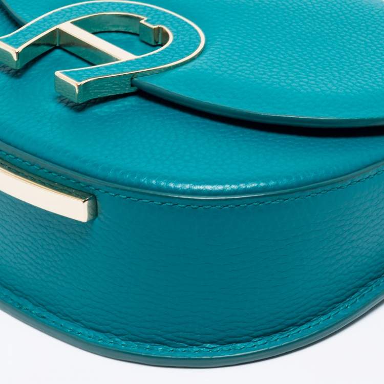 Pre Owned Aigner Green Grained Leather Mini Pina Crossbody Bag