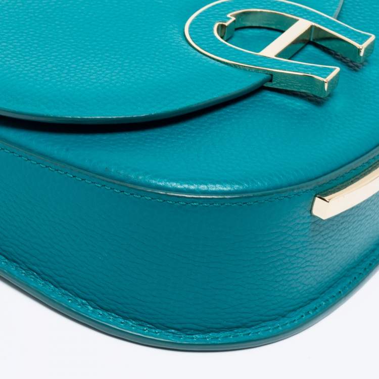 Pre Owned Aigner Green Grained Leather Mini Pina Crossbody Bag