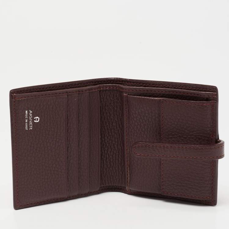 Pre Owned Aigner Burgundy Leather Cybill Compact Wallet