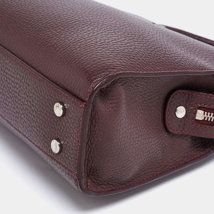 Pre Owned Aigner Dark Burgundy Grained Leather Mini Cybill Tote