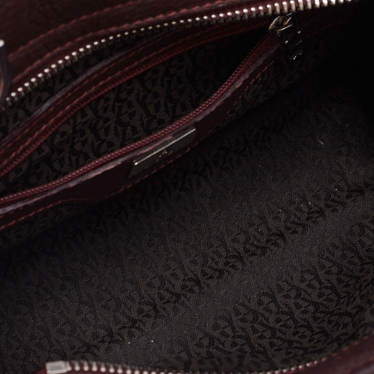 Pre Owned Aigner Dark Burgundy Grained Leather Mini Cybill Tote