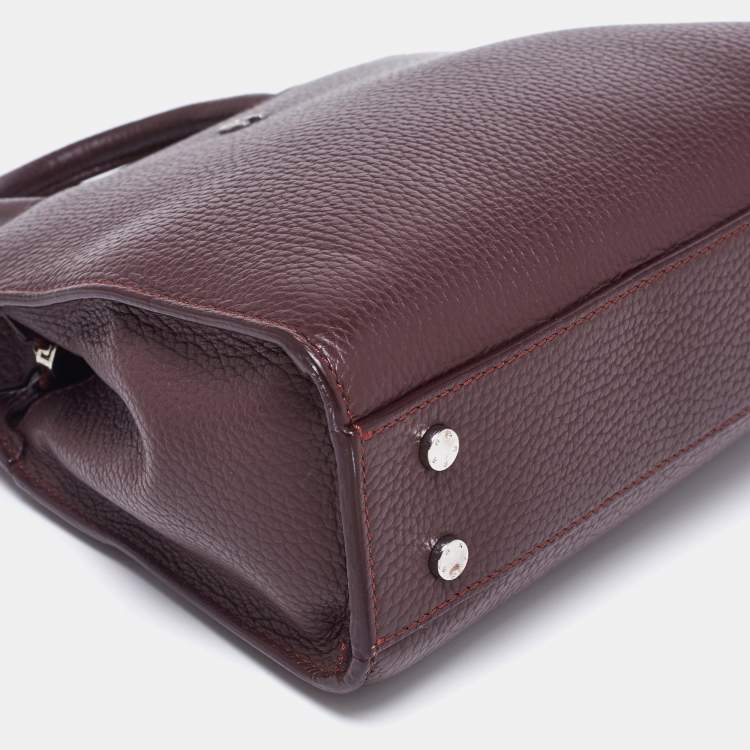 Pre Owned Aigner Dark Burgundy Grained Leather Mini Cybill Tote