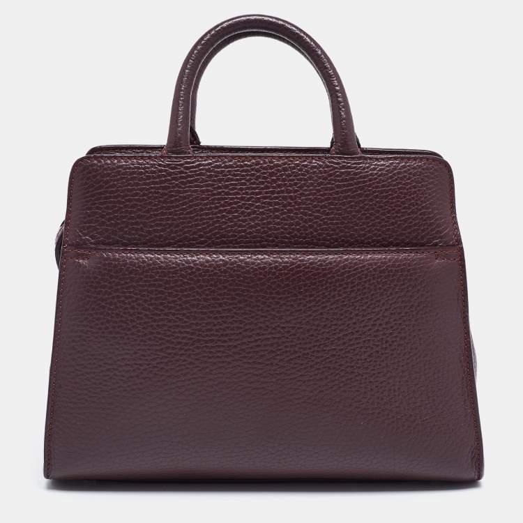Pre Owned Aigner Dark Burgundy Grained Leather Mini Cybill Tote