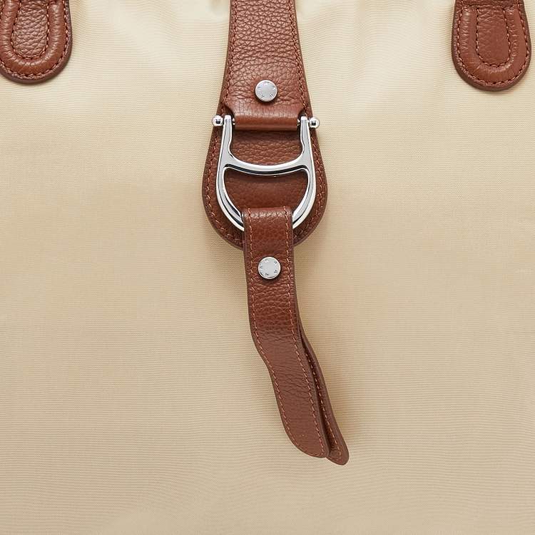 Pre Owned Aigner Beige/Brown Nylon And Leather Piccolina Shopper Tote