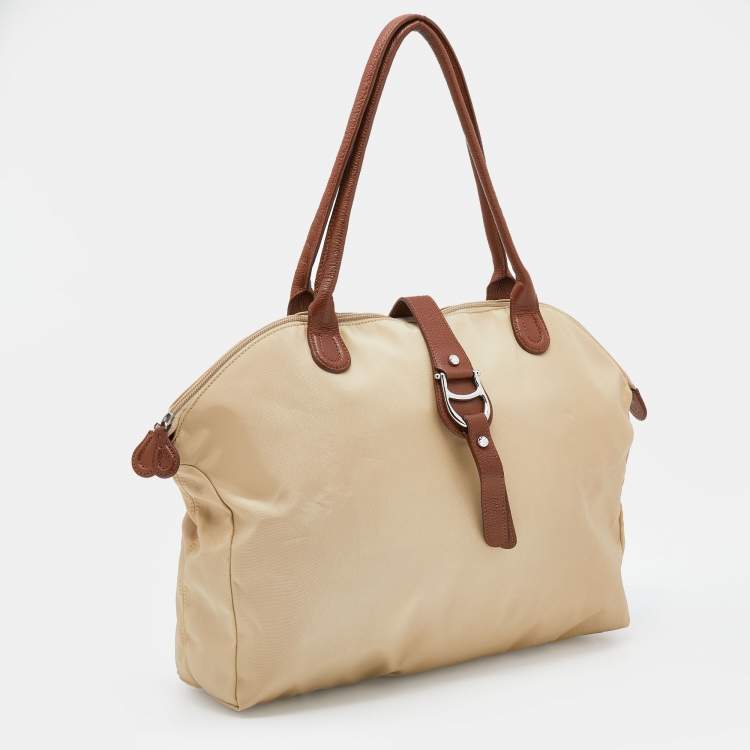 Pre Owned Aigner Beige/Brown Nylon And Leather Piccolina Shopper Tote