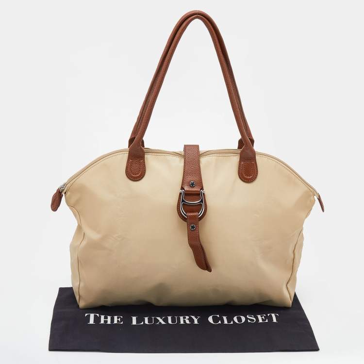 Pre Owned Aigner Beige/Brown Nylon And Leather Piccolina Shopper Tote