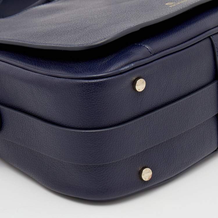 Pre Owned Aigner Navy Blue Leather Vittoria Tote
