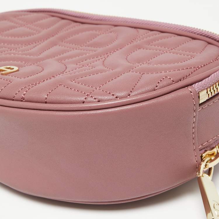 Pre Owned Aigner Old Rose Leather Diadora Belt Bag