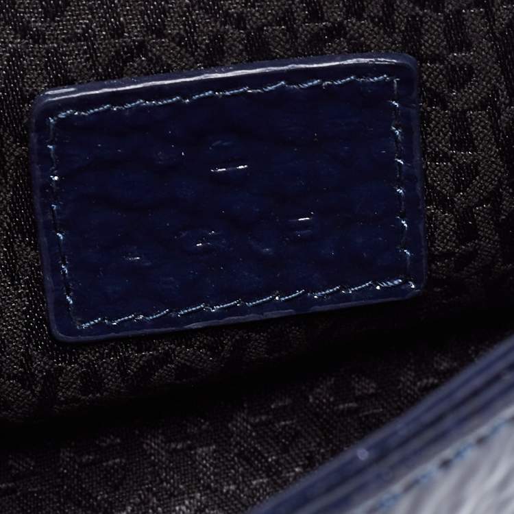 Pre Owned Aigner Navy Blue Patent Leather Flap Crossbody Bag