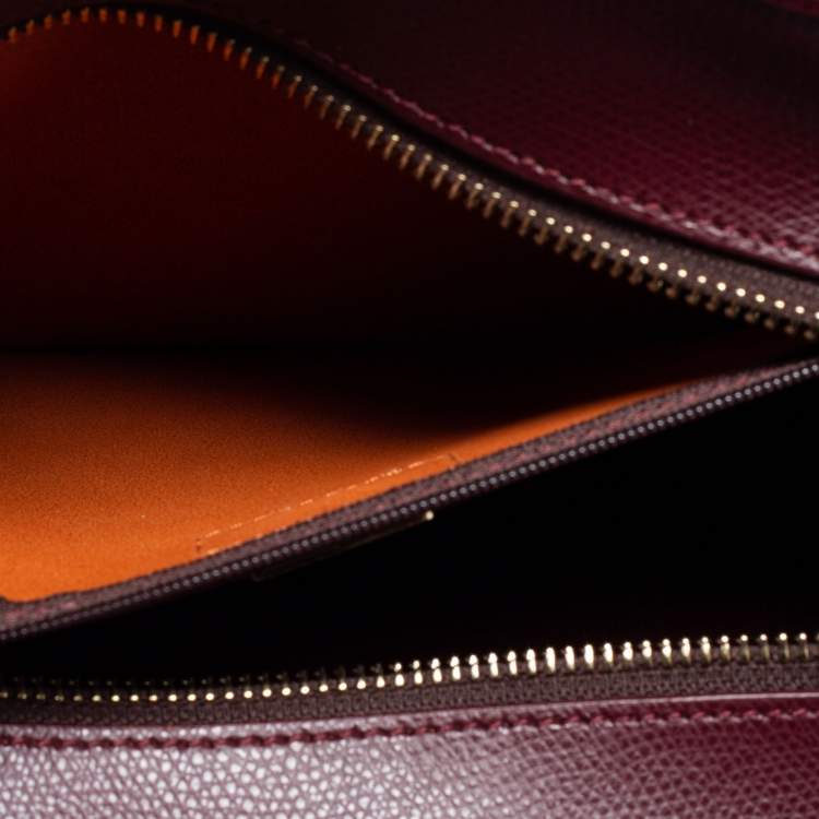 Pre Owned Aigner Burgundy Leather Carol Tote