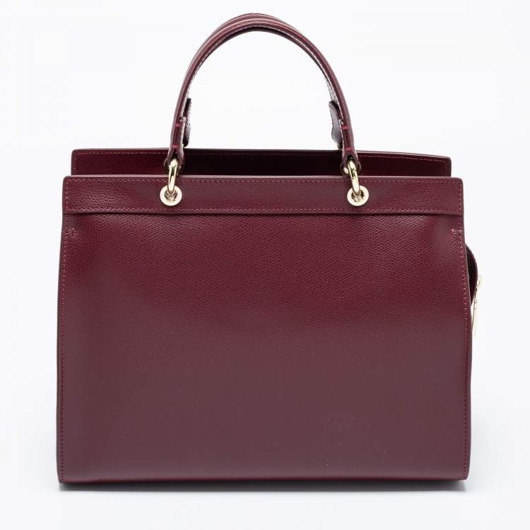 Pre Owned Aigner Burgundy Leather Carol Tote