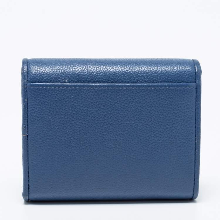 Pre Owned Aigner Blue Leather Trifold Wallet