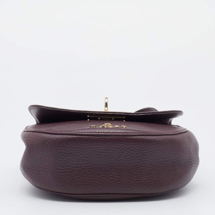 Pre Owned Aigner Burgundy Leather Turnlock Flap Crossbody Bag