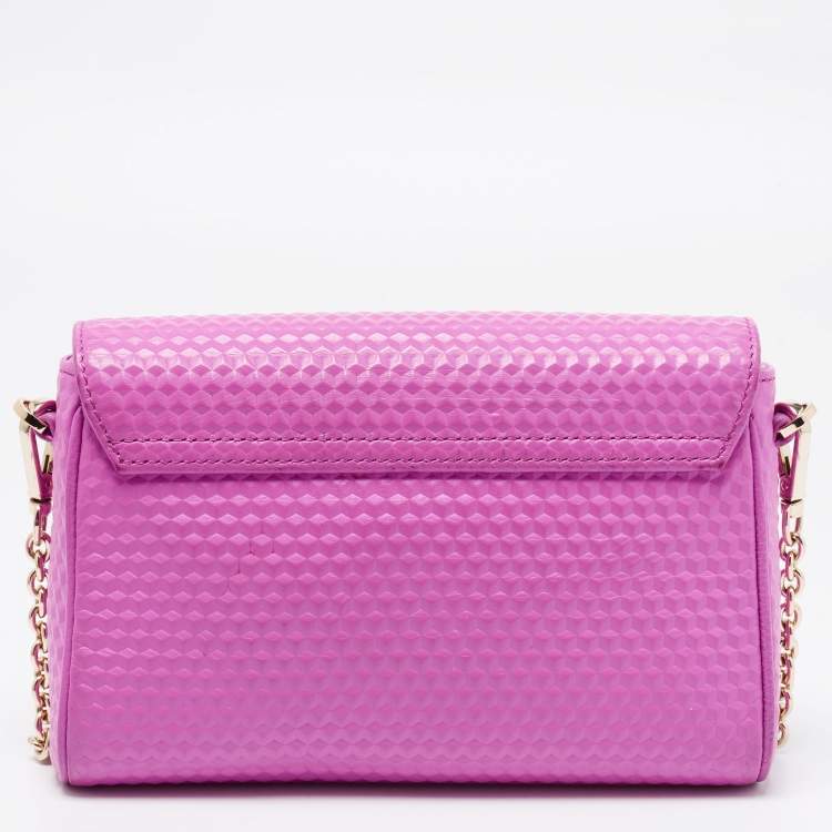 Pre Owned Aigner Pink Textured Leather Genoveva Shoulder Bag w/ Wallet