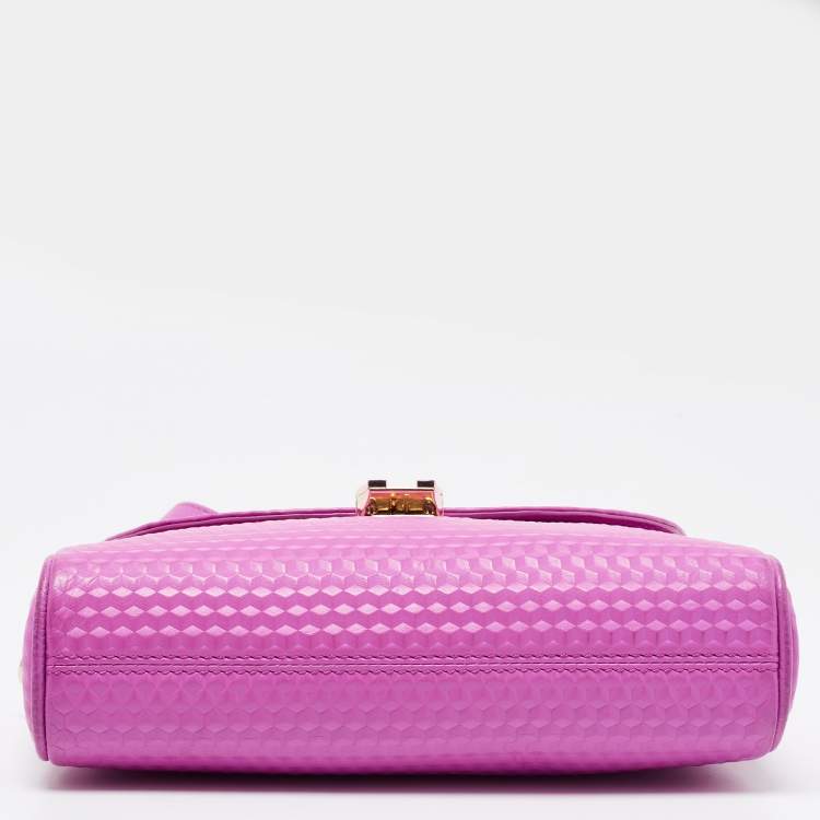 Pre Owned Aigner Pink Textured Leather Genoveva Shoulder Bag w/ Wallet