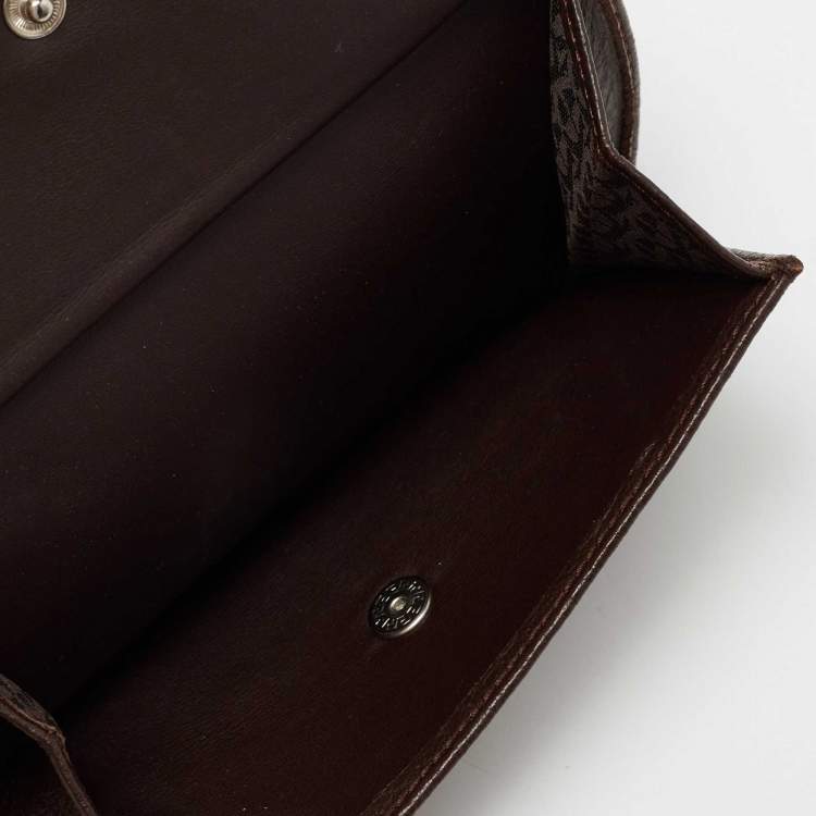 Pre Owned Aigner Brown Leather Logo Flap Trifold Wallet