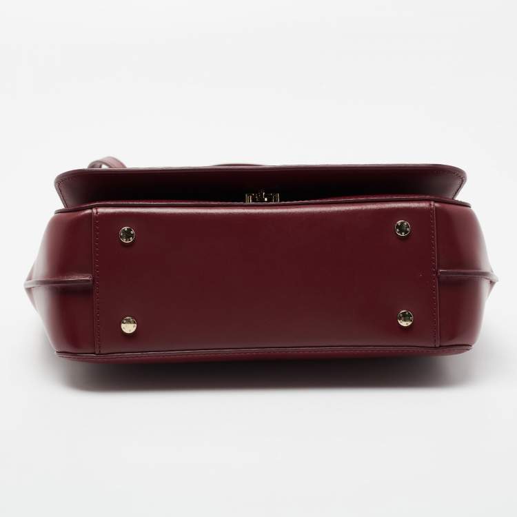 Pre Owned Aigner Burgundy Leather Lexi Top Handle Bag
