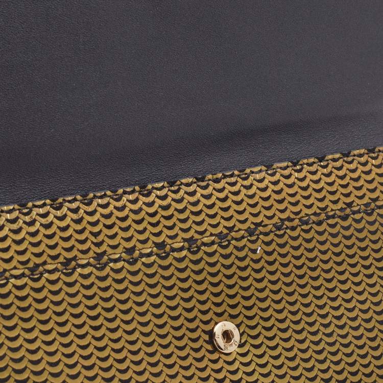 Pre Owned Aigner Olive Green Foil Leather Continental Wallet
