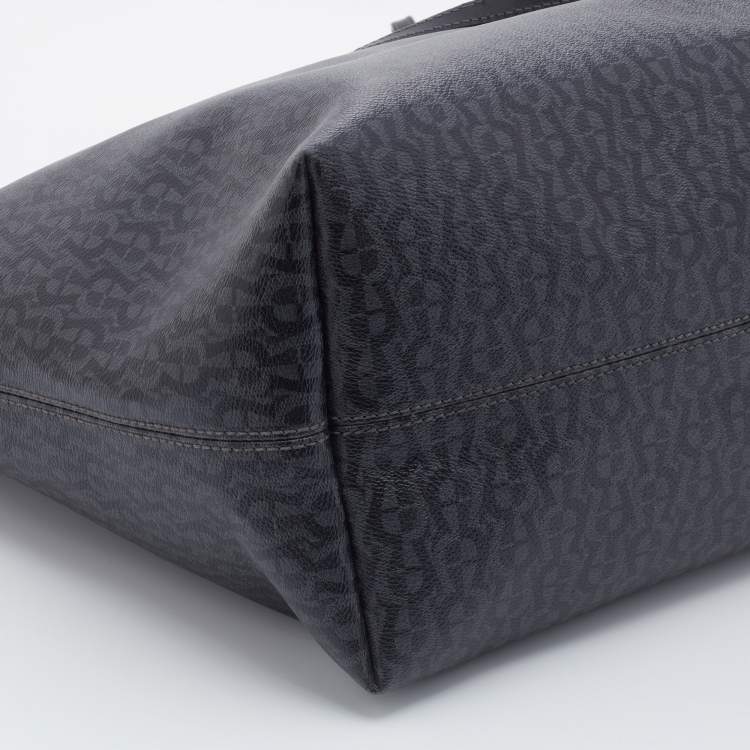Pre Owned Aigner Black Signature Coated Canvas and Leather Tote