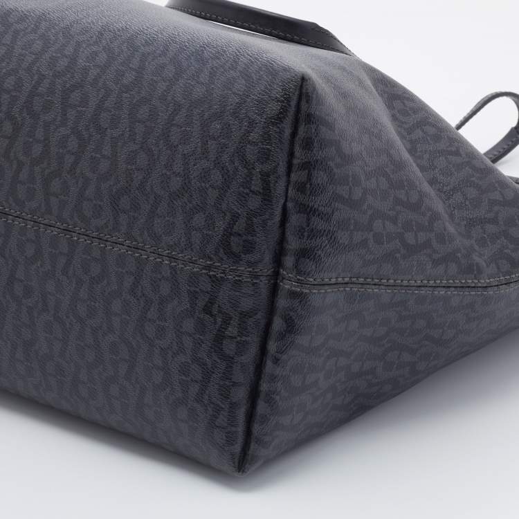 Pre Owned Aigner Black Signature Coated Canvas and Leather Tote