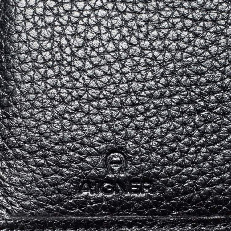 Pre Owned Aigner Black Leather Diadora French Wallet