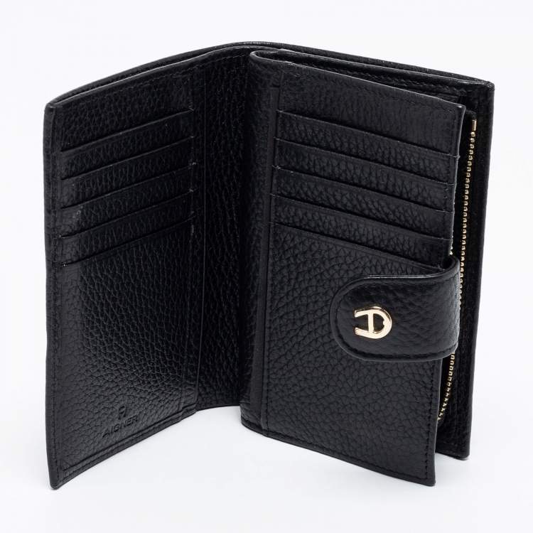 Aigner Black Leather Diadora French Wallet Aigner TLC