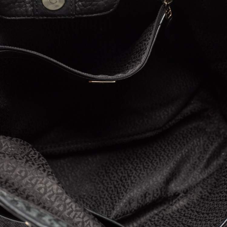 Pre Owned Aigner Black Signature Coated Canvas And Leather Tote