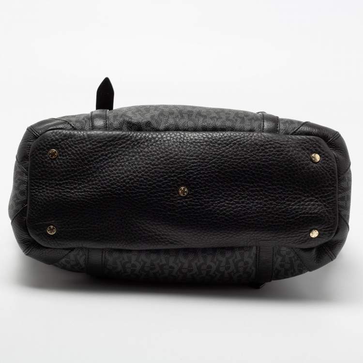Pre Owned Aigner Black Signature Coated Canvas And Leather Tote