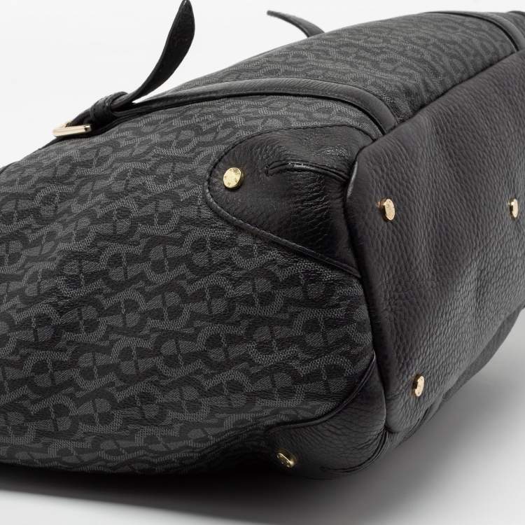 Pre Owned Aigner Black Signature Coated Canvas And Leather Tote
