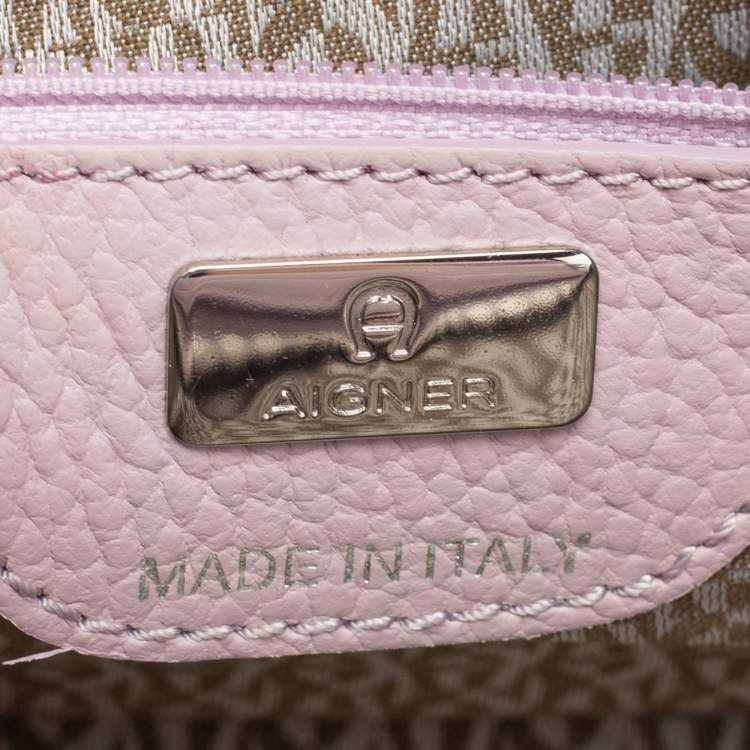 Pre Owned Aigner Lavender Grained Leather Cybill Tote