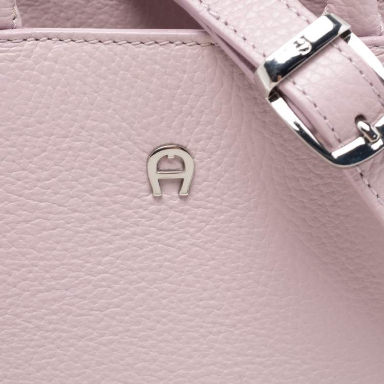 Pre Owned Aigner Lavender Grained Leather Cybill Tote