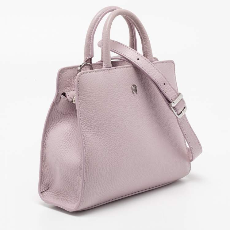 Pre Owned Aigner Lavender Grained Leather Cybill Tote