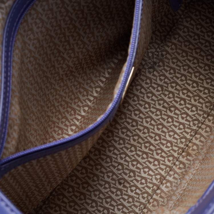 Pre Owned Aigner Purple Croc Embossed Leather Cavallina Tote