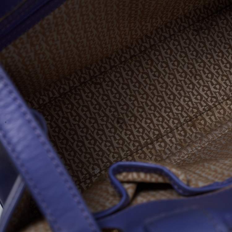 Pre Owned Aigner Purple Croc Embossed Leather Cavallina Tote