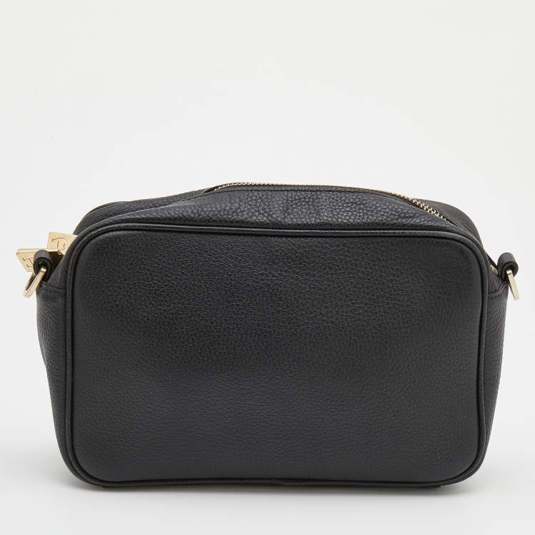 Pre Owned Aigner Black Leather Bombe A Camera Crossbody Bag