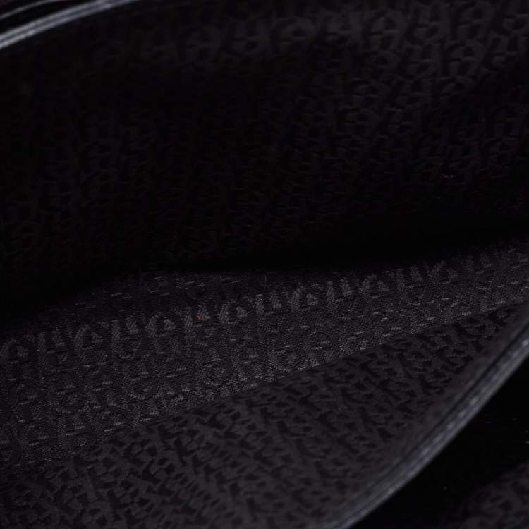 مملوكة مسبقًا Aigner Black Logo Embossed Leather Flap Crossbody Bag