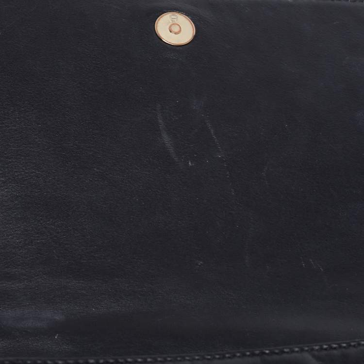 مملوكة مسبقًا Aigner Black Logo Embossed Leather Flap Crossbody Bag