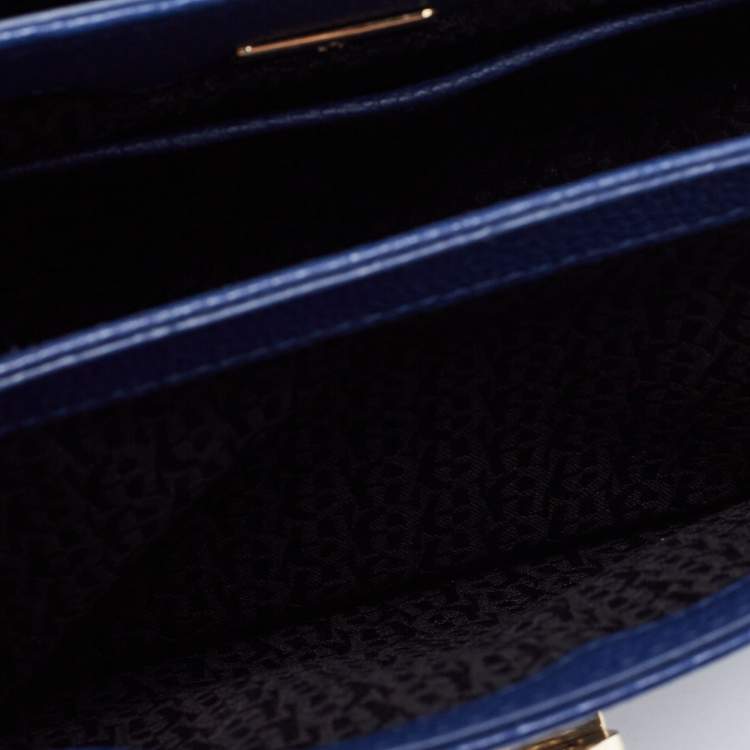 Pre Owned Aigner Blue Leather Genoveva Top Handle Bag