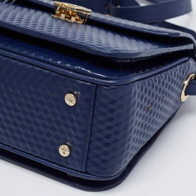 Pre Owned Aigner Blue Leather Genoveva Top Handle Bag