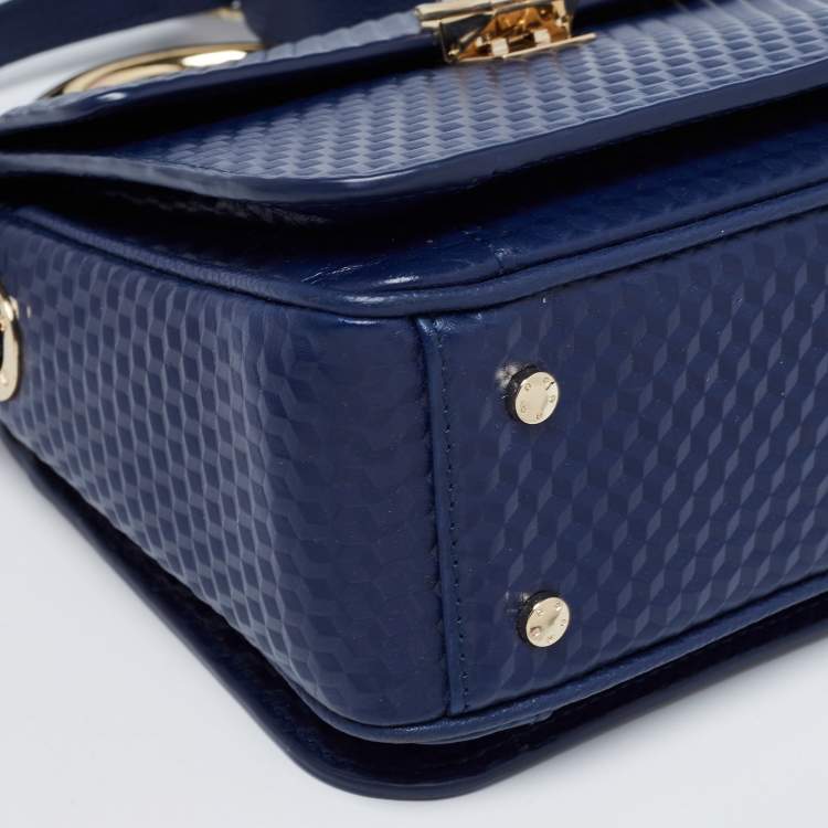 Pre Owned Aigner Blue Leather Genoveva Top Handle Bag