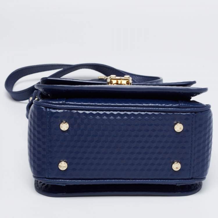 Pre Owned Aigner Blue Leather Genoveva Top Handle Bag