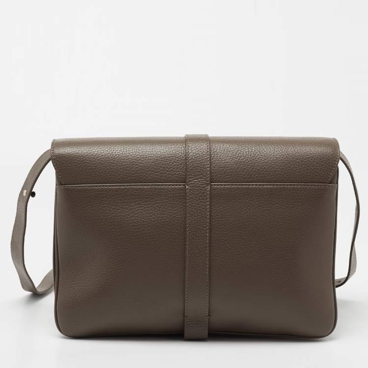 Pre Owned Aigner Brown Leather Flap Shoulder Bag