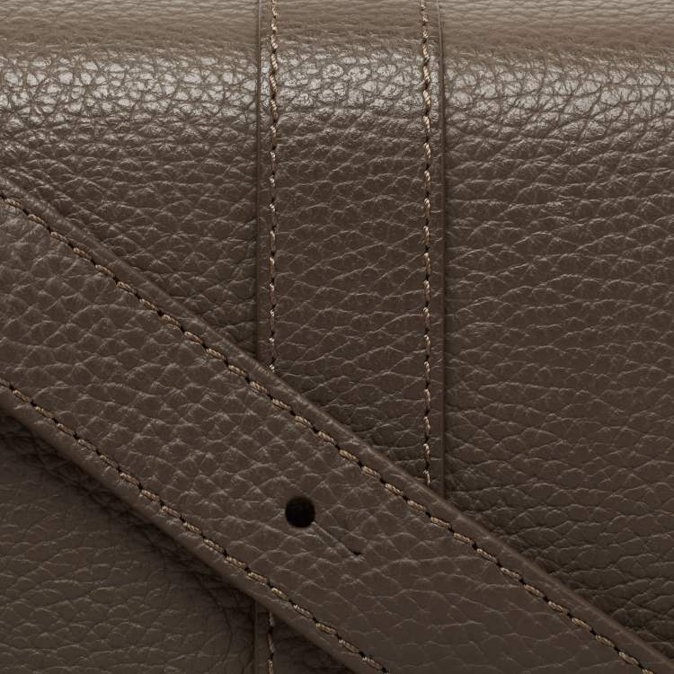 Pre Owned Aigner Brown Leather Flap Shoulder Bag