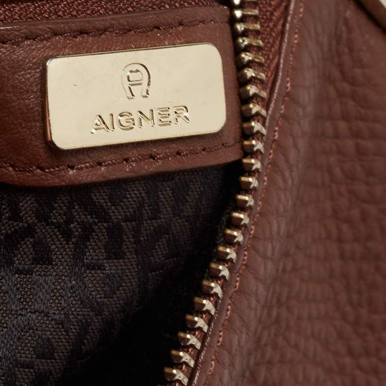 Pre Owned Aigner Brown Leather Hobo